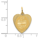 On Graduation Day Words on Heart Charm Pendant in Real 14k Yellow Gold