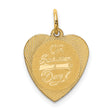 On Graduation Day Words on Heart Charm Pendant in Real 14k Yellow Gold