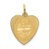 On Graduation Day Words on Heart Charm Pendant in Real 14k Yellow Gold