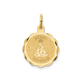 14k Yellow Gold Christmas Tree Pendant with Merry Christmas Engraving and Star Design
