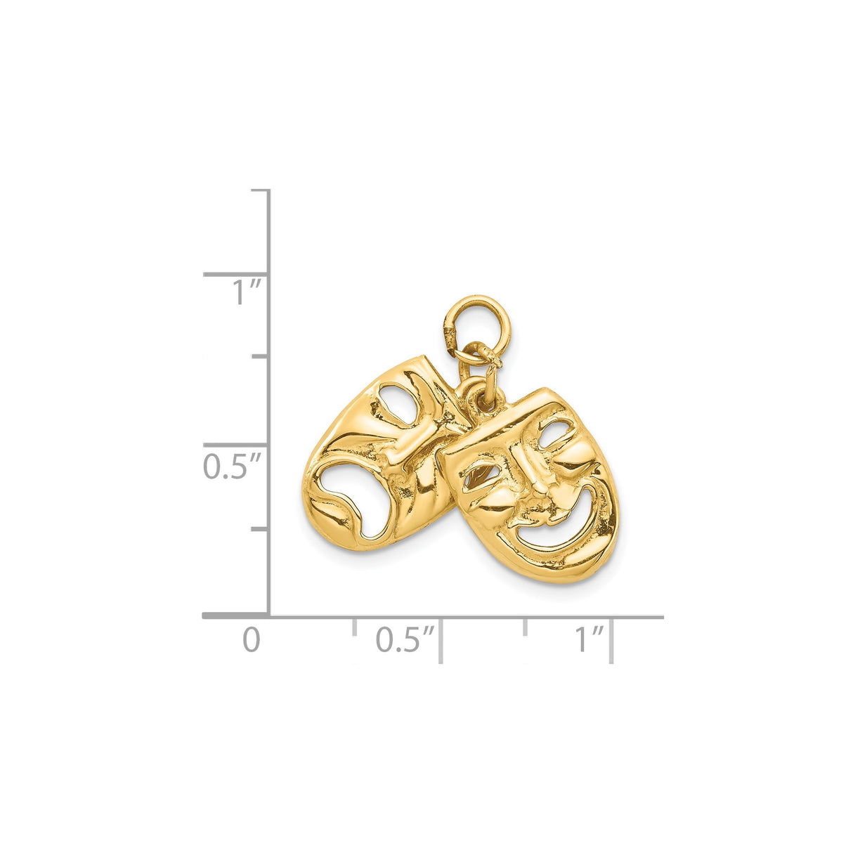 14k Yellow Gold Theater Mask Pendant with Comedy and Tragedy Faces