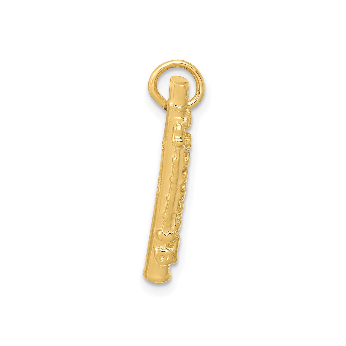 14k Yellow Gold Flute Charm Pendant, Musical Instrument Jewelry for Women or Unisex Wear