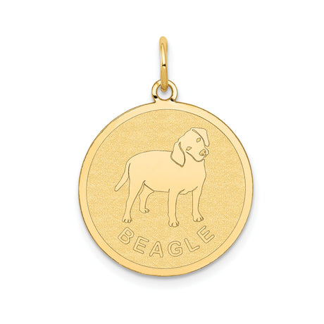 14k Yellow Gold Beagle Pendant with Dog Silhouette, Unisex Pet Charm for Dog Lovers