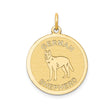 14k Yellow Gold German Shepherd Pendant with Dog Silhouette and Bold Lettering