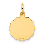 14k Yellow Gold Pendant with Wedding Bells and Ribbon, Romantic Bridal Charm