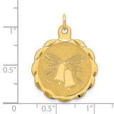 Wedding Bells With Bow Charm Pendant in Real 14k Yellow Gold
