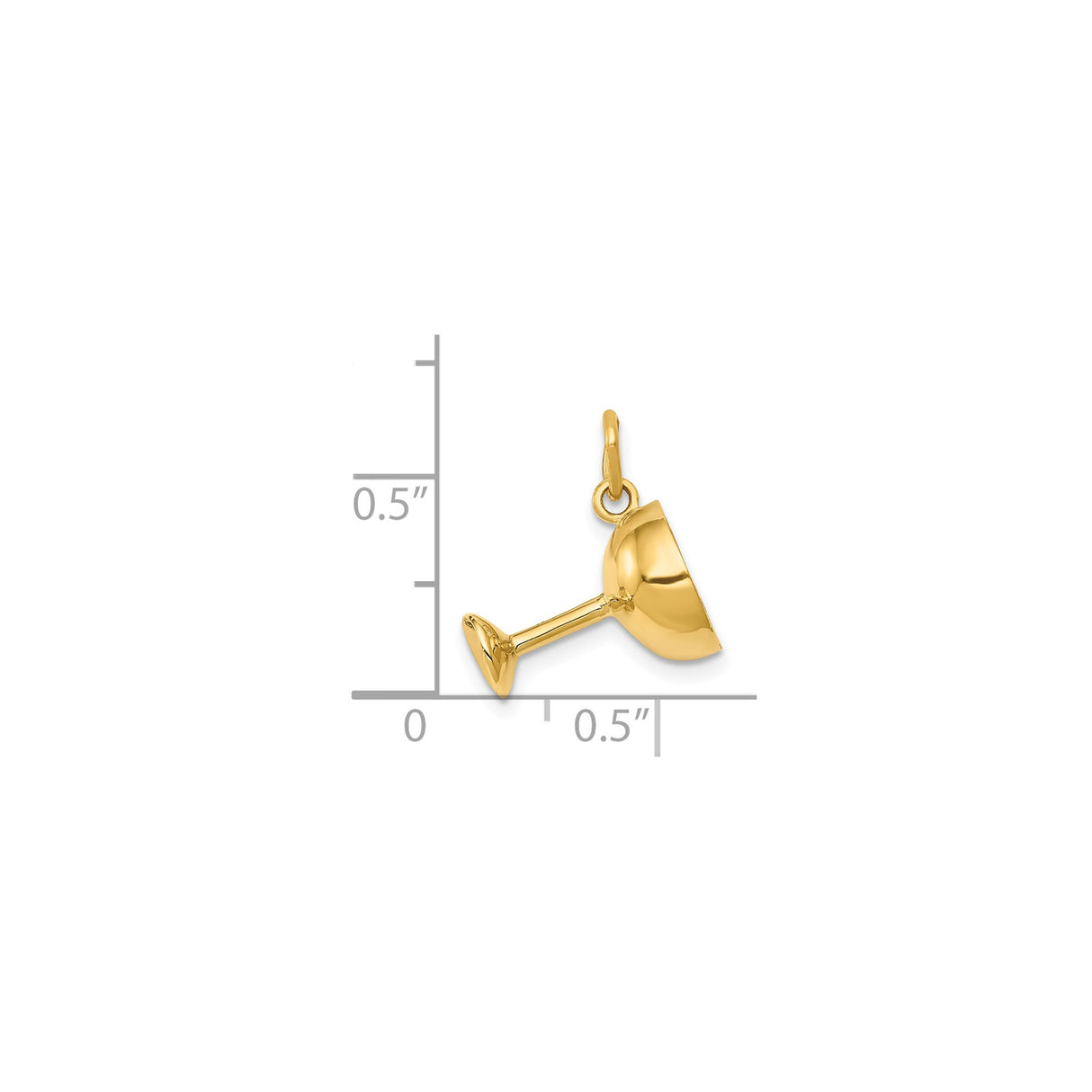 14k Yellow Gold Wine Glass Charm Pendant, Polished Goblet Design, Celebration Jewelry for Women