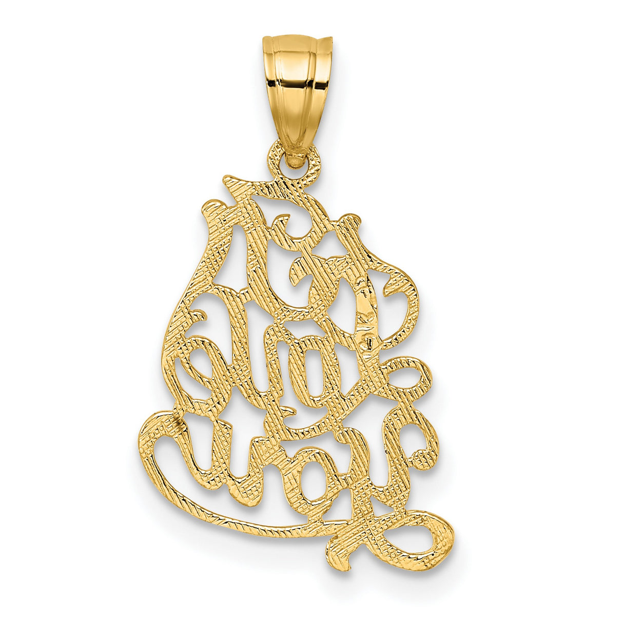 14k Yellow Gold I Love You Pendant, Romantic Script Charm, Sentimental Jewelry