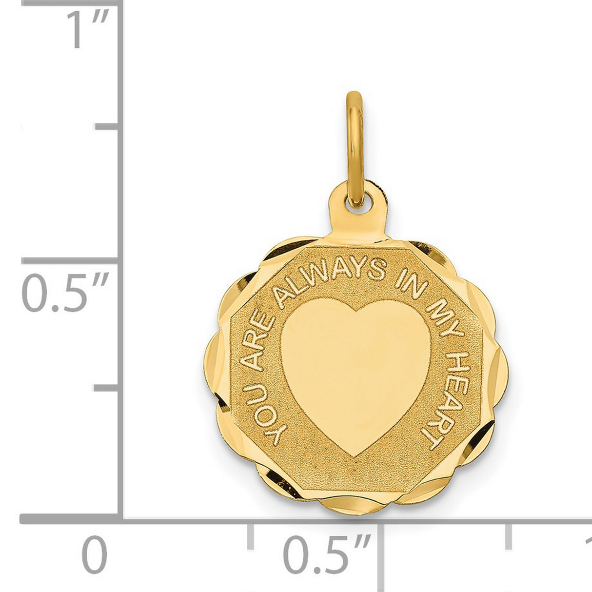 14k Yellow Gold Heart Pendant with You Are Always in My Heart Engraving, Memorial Jewelry for Women