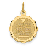 14k Yellow Gold Pendant with Love Message and Heart Symbol, Romantic Keepsake for Women