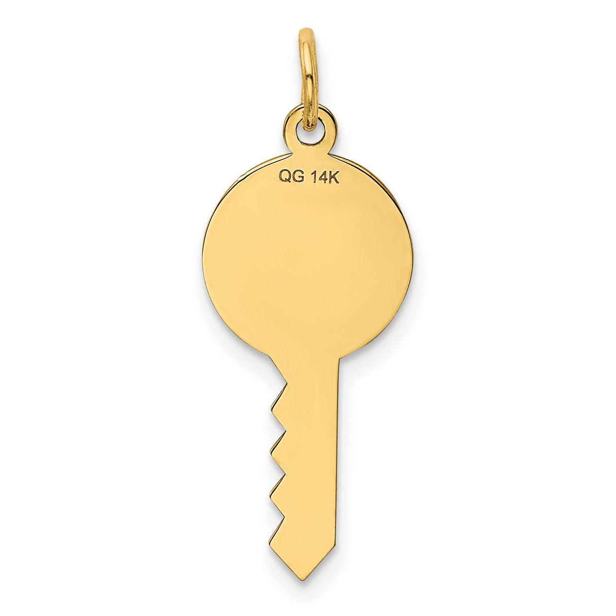 14k Yellow Gold Key Pendant with Two Hearts and Arrow, Romantic Love Charm
