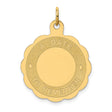 14k Yellow Gold Pendant with Scalloped Edges, Custom Engravable Date Design for Women or Unisex