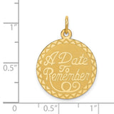 14k Yellow Gold Round Pendant with Decorative Border, Sentimental Milestone Charm for Women