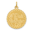 14k Yellow Gold Round Pendant with Decorative Border, Sentimental Milestone Charm for Women