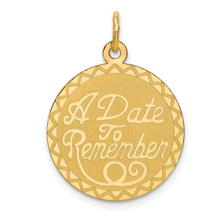 14k Yellow Gold Round Pendant with Decorative Border, Sentimental Milestone Charm for Women