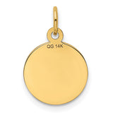 14k Yellow Gold Happy Anniversary Pendant Charm with Textured Center and Polished Border