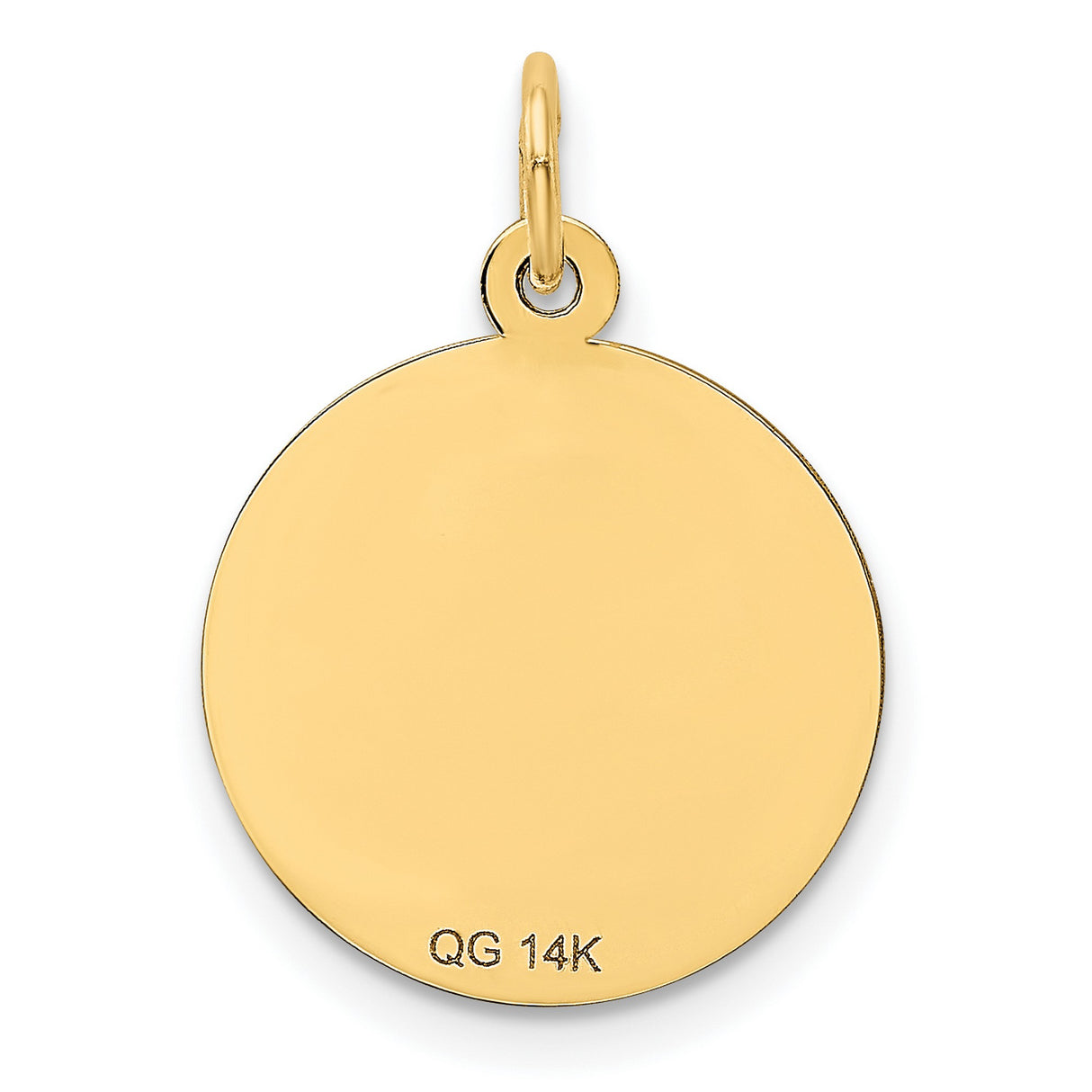 14k Yellow Gold Round Pendant with Floral Engraving and Happy Anniversary Message