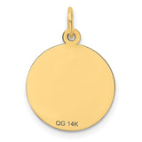 14k Yellow Gold Round Pendant with Floral Engraving and Happy Anniversary Message