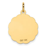 14k Yellow Gold Pendant with Happy Anniversary Engraving and Wedding Bells Design