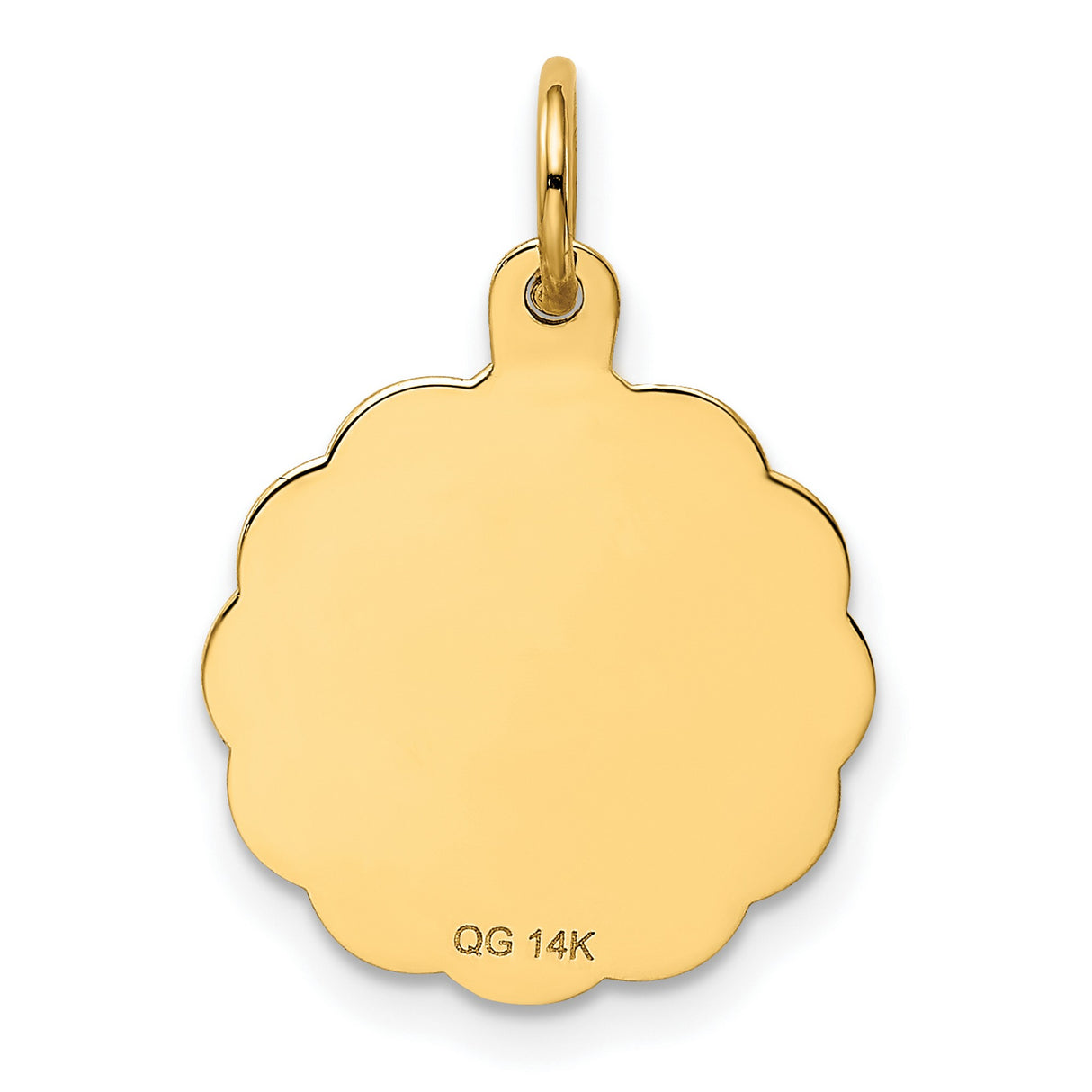 14k Yellow Gold Pendant with Scalloped Edge, 5th Anniversary Milestone Design