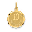 14k Yellow Gold Pendant with Scalloped Edge, 10th Anniversary Milestone Charm for Women