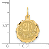 14k Yellow Gold 20th Anniversary Pendant with Milestone Charm, Polished and Textured Design