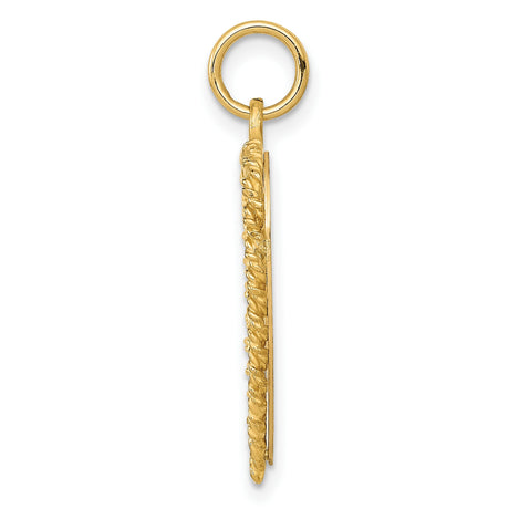 14k Yellow Gold Heart Pendant with 10th Anniversary Engraving, Love and Commitment Theme