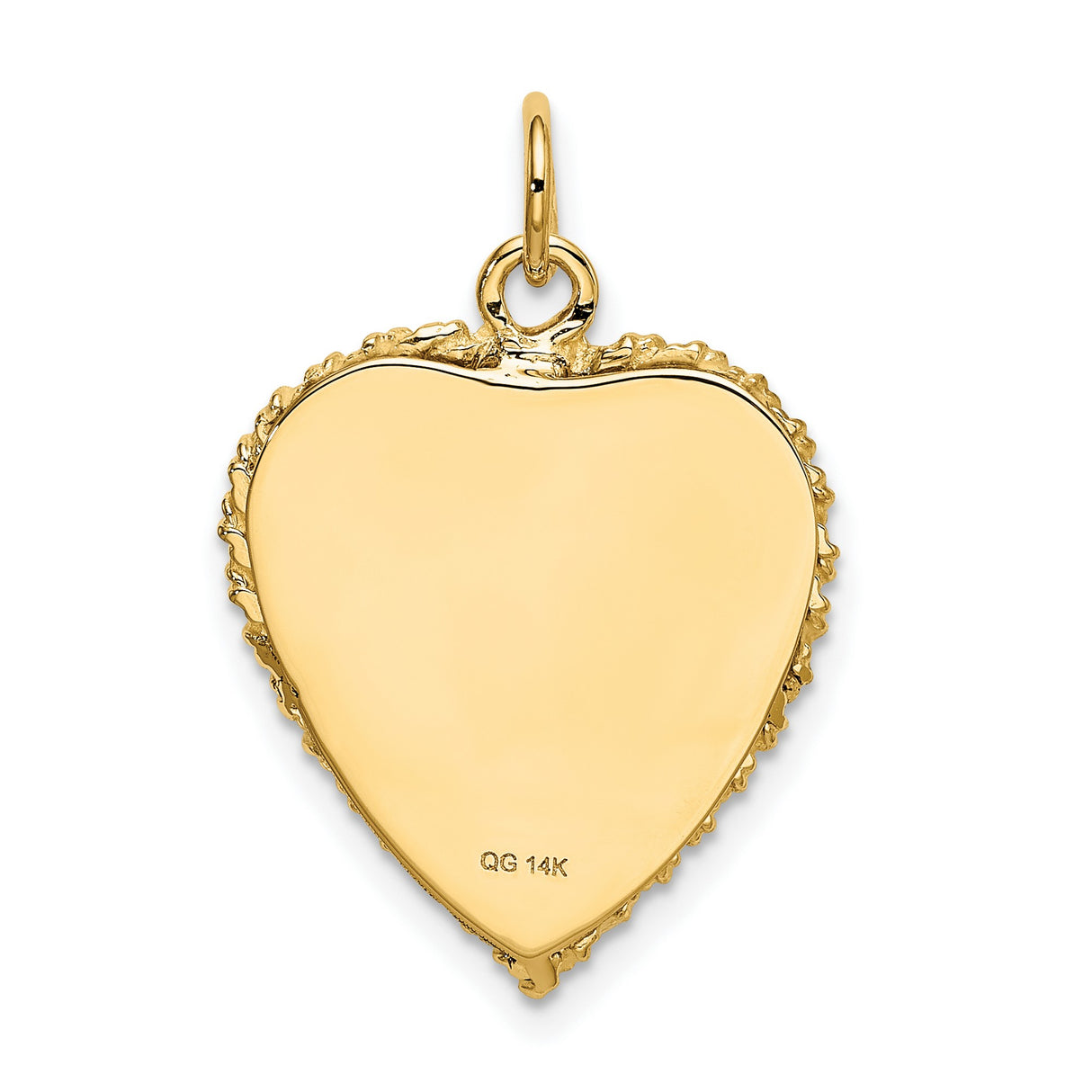 14k Yellow Gold Heart Pendant with 20th Anniversary Engraving and Decorative Border