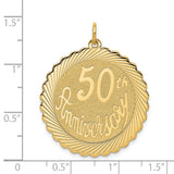 14k Yellow Gold 50th Anniversary Pendant, Scalloped Edge Medallion for Women or Unisex Wear
