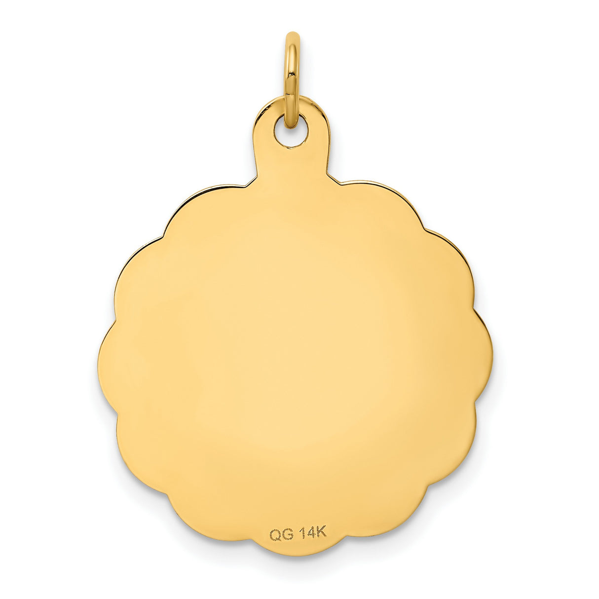 14k Yellow Gold Pendant, Scalloped Edge Happy Anniversary Charm, Sentimental Jewelry Keepsake
