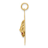 14k Yellow Gold Anniversary Pendant with Cubic Zirconia, Wedding Bells and Heart Symbol