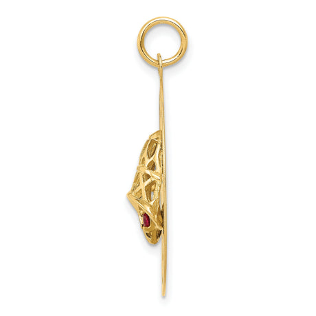 14k Yellow Gold Anniversary Pendant with Cubic Zirconia, Wedding Bells and Heart Symbol