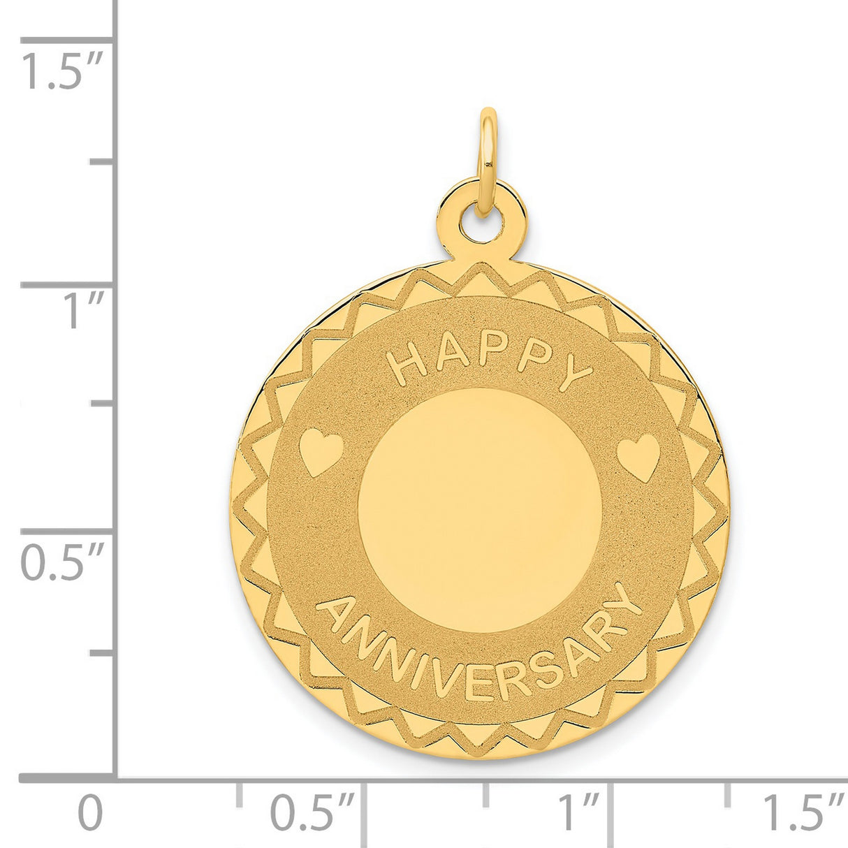 14k Yellow Gold Heart Pendant, Happy Anniversary Charm with Love Symbol for Women