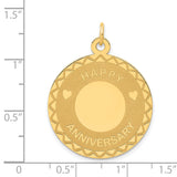 14k Yellow Gold Heart Pendant, Happy Anniversary Charm with Love Symbol for Women