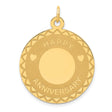 14k Yellow Gold Heart Pendant, Happy Anniversary Charm with Love Symbol for Women