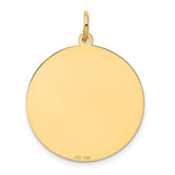 14k Yellow Gold Round Pendant with Heart Symbol and Happy Anniversary Engraving