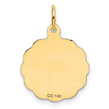 #1 Grandpa Words On Round Disc Charm Pendant in Real 14k Yellow Gold