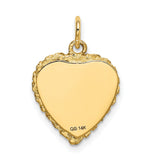 #1 Grand Daughter Words Disc On Heart Charm Pendant in Real 14k Yellow Gold