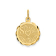 14k Yellow Gold Pendant with Heart Engraving, Special Daughter Disc Charm, Sentimental Jewelry