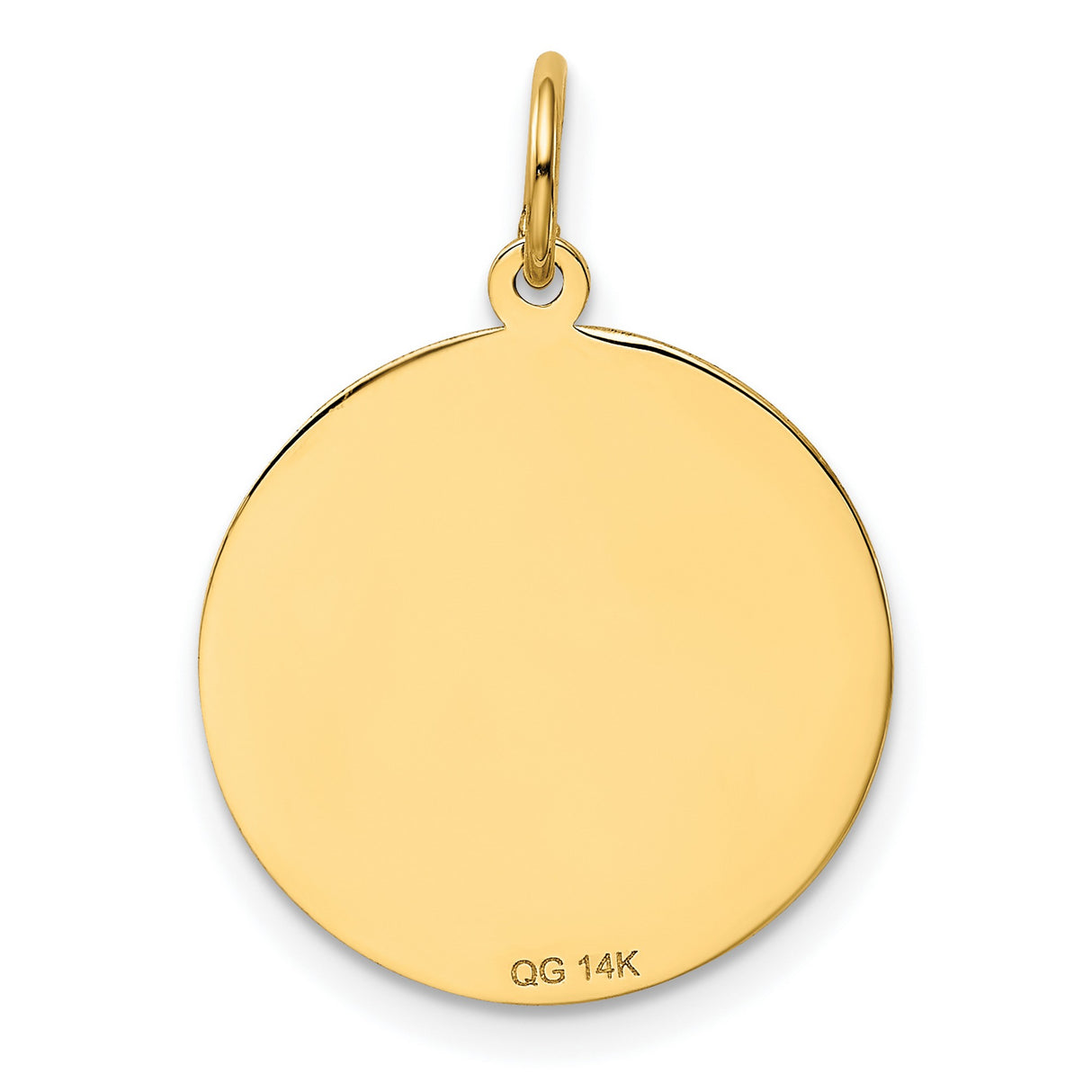 #1 Dad Stacked Words On Round Disc Charm Pendant in Real 14k Yellow Gold