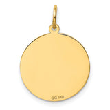 #1 Dad Stacked Words On Round Disc Charm Pendant in Real 14k Yellow Gold