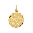 14k Yellow Gold Aunt Pendant with Heart Symbol, Round Disc Charm, Sentimental Jewelry for Women