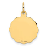 #1 Godmother Words And Heart Round Charm Pendant in Real 14k Yellow Gold