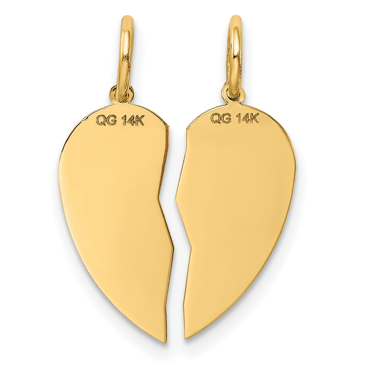 2pc Best Friend Charm Pendant in Real 14k Yellow Gold