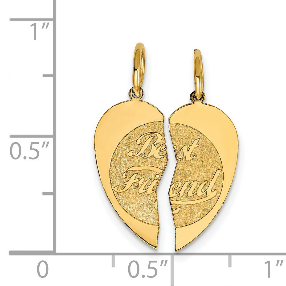 2pc Best Friend Charm Pendant in Real 14k Yellow Gold