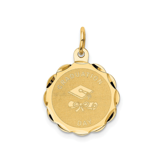 14k Yellow Gold Graduation Day Pendant with Cap and Diploma Design
