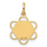 Graduation Day Cap with Flower Border Charm Pendant in Real 14k Yellow Gold