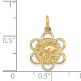 Graduation Day Cap with Flower Border Charm Pendant in Real 14k Yellow Gold