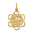Graduation Day Cap with Flower Border Charm Pendant in Real 14k Yellow Gold