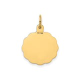 14k Yellow Gold Pendant with Stork Carrying Baby, Its a Girl Scalloped Charm for New Moms